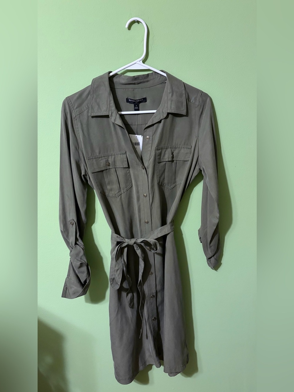 Banana Republic Olive Green Utility Shirt Dress